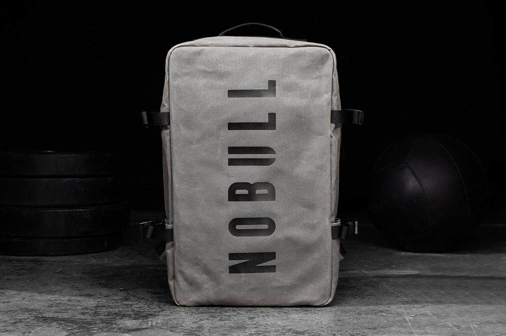 NOBULL Waxed Canvas Backpacks - Grey - Ireland (2935UFTQS)